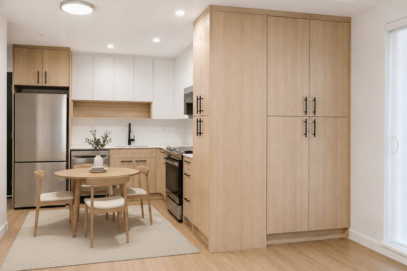Kitchen with a dining nook — virtually staged